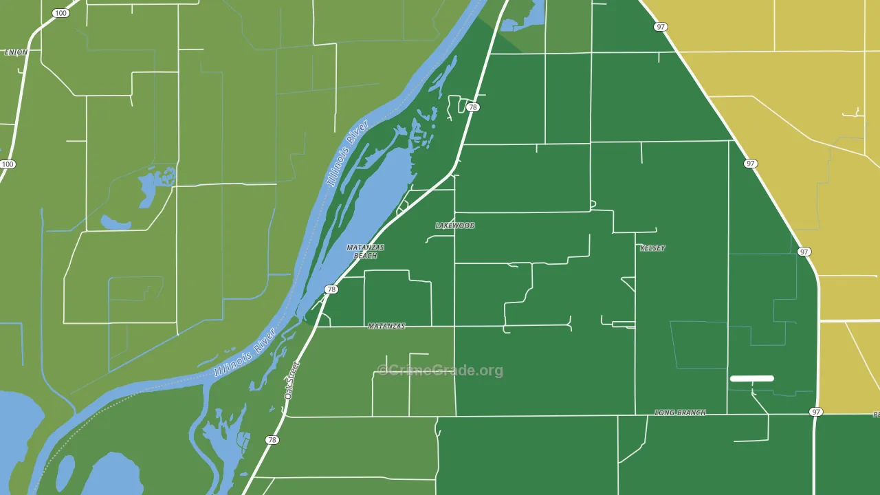 Matanzas Beach, IL Map of Vehicle Theft Rates