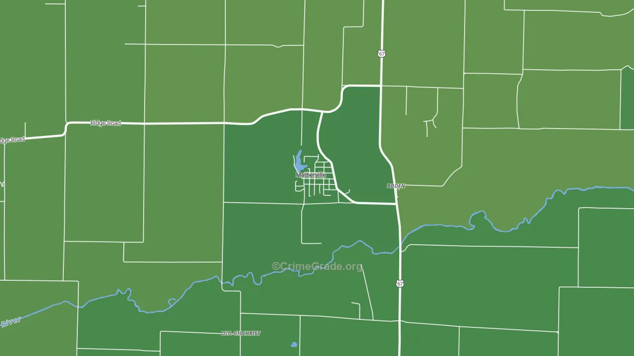 Matherville, IL Map of Vehicle Theft Rates