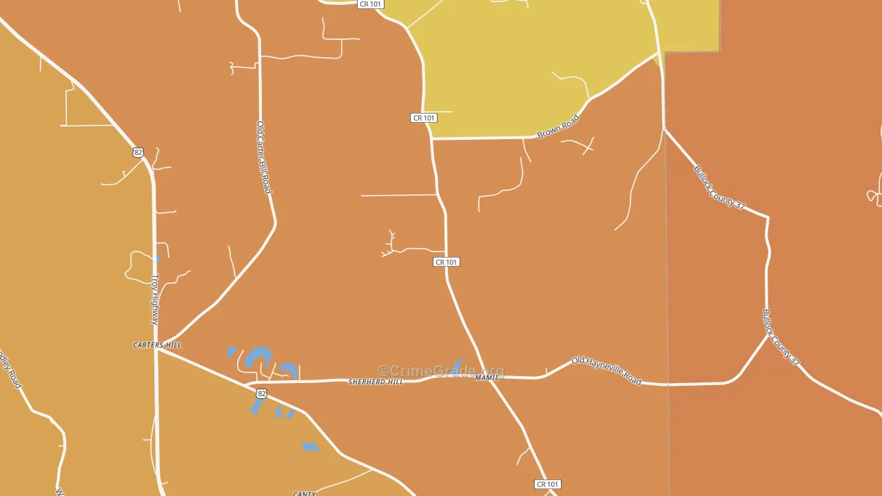 Mathews, AL Map of Vehicle Theft Rates
