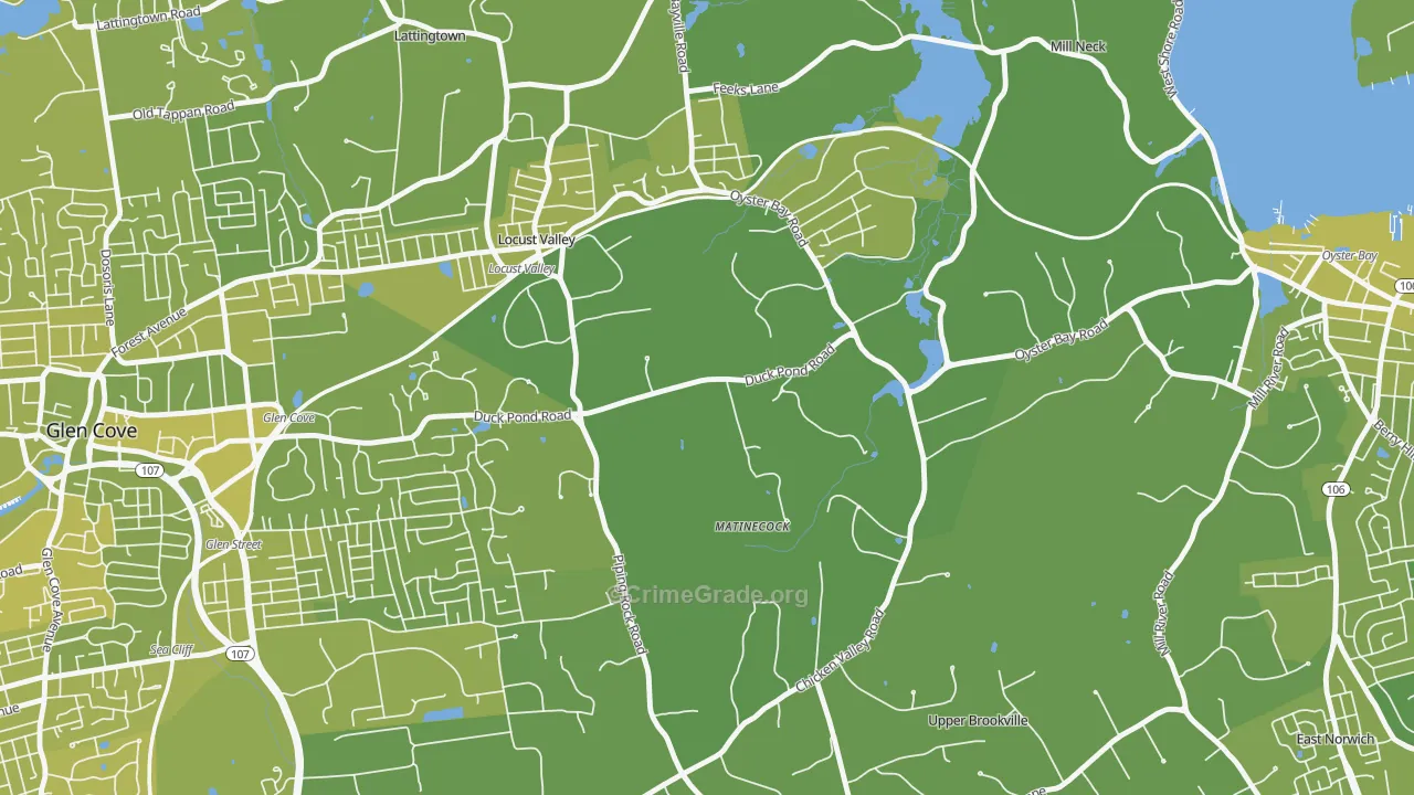 Matinecock, NY Map of Vehicle Theft Rates