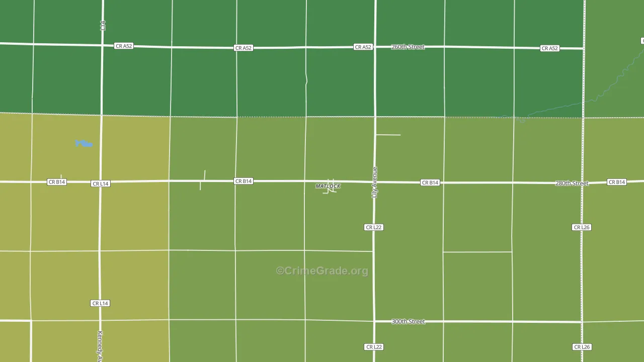 Matlock, IA Map of Vehicle Theft Rates
