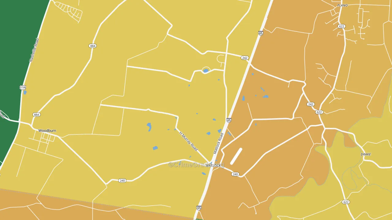 Matlock, KY Map of Vehicle Theft Rates