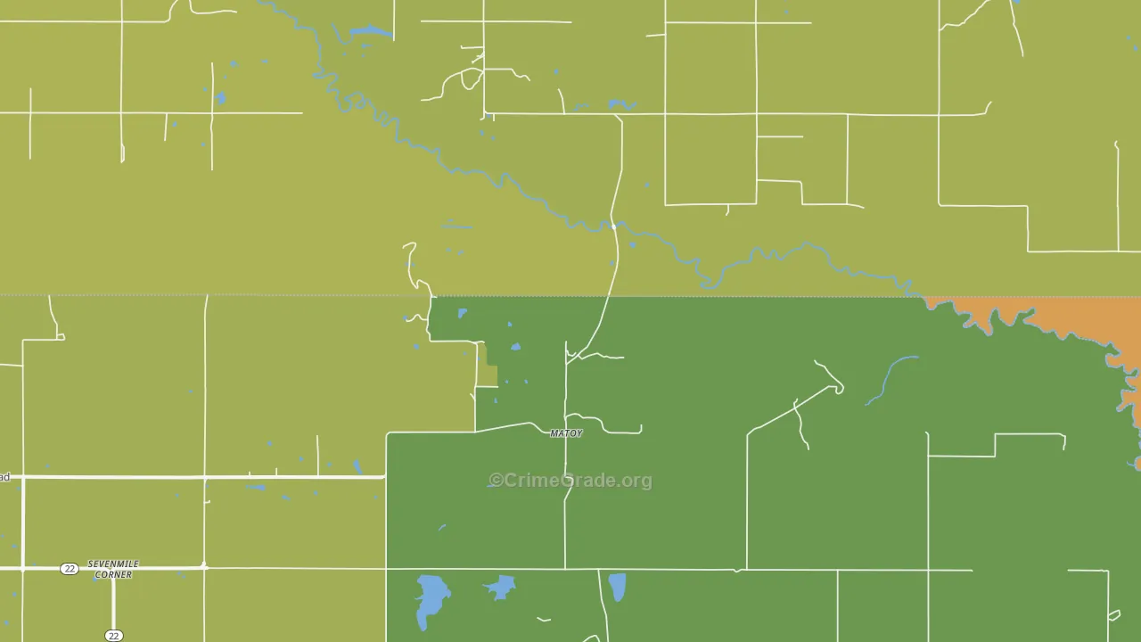 Matoy, OK Map of Vehicle Theft Rates
