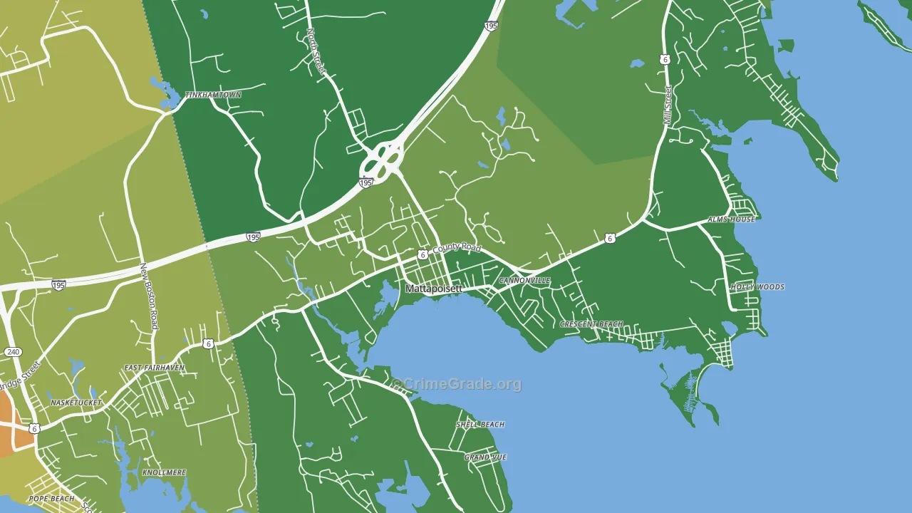 Mattapoisett Center, MA Map of Vehicle Theft Rates