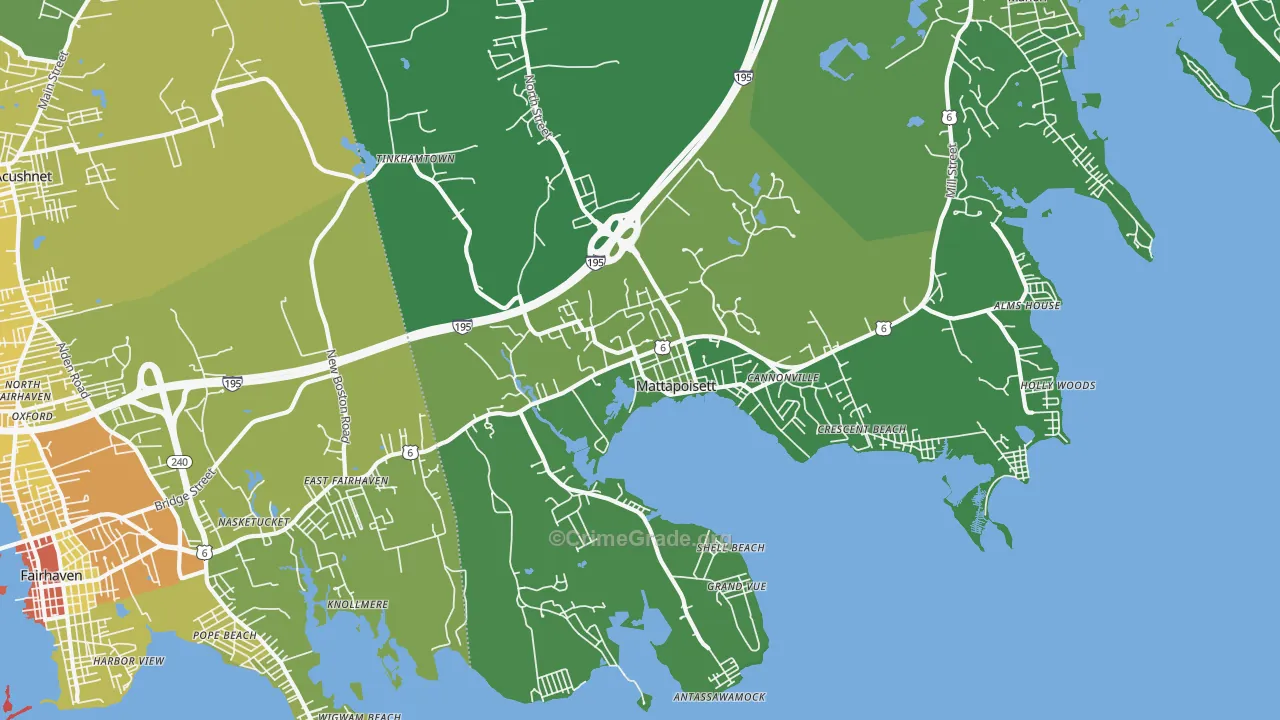 Mattapoisett, MA Map of Vehicle Theft Rates