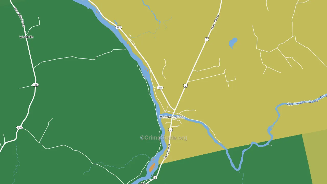 Mattawamkeag, ME Map of Vehicle Theft Rates