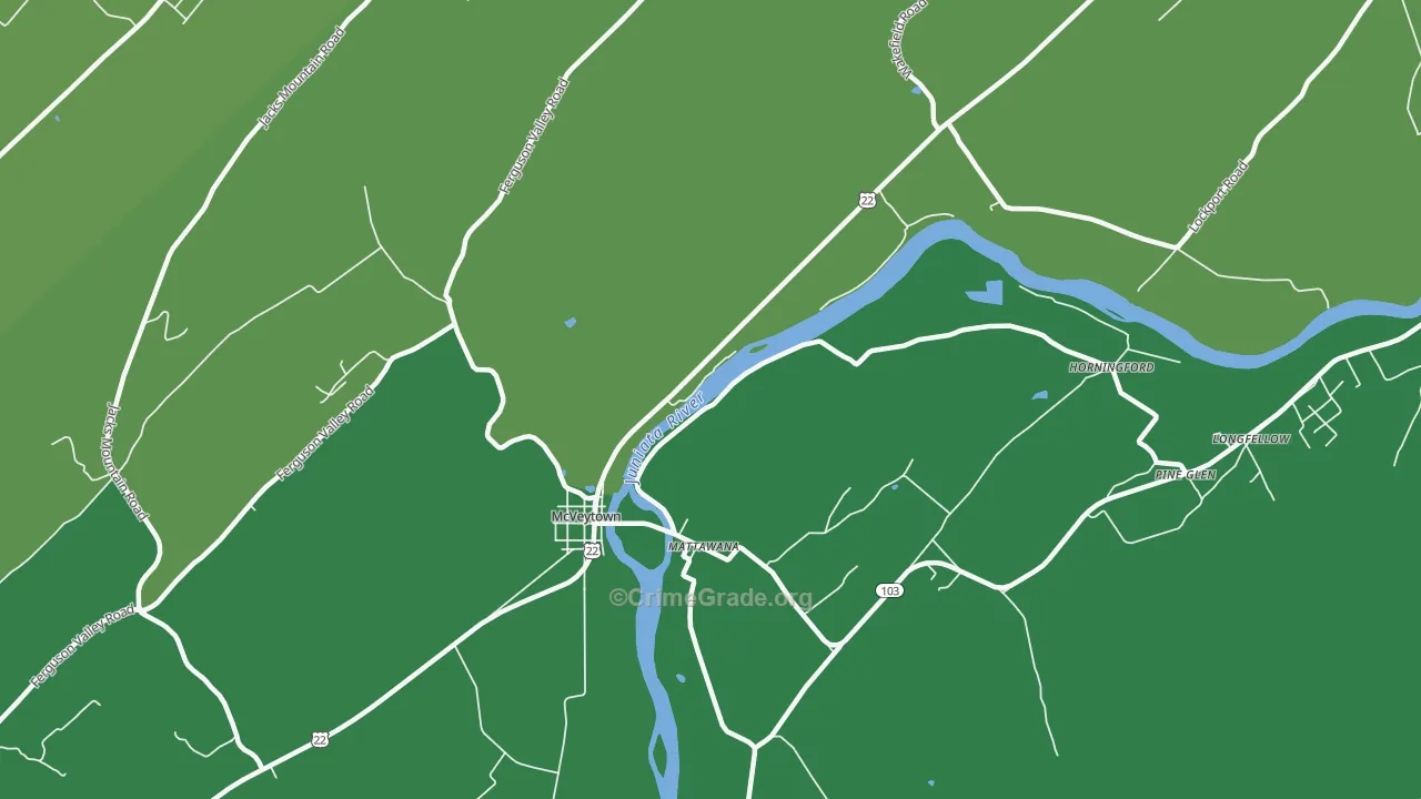 Mattawana, PA Map of Vehicle Theft Rates