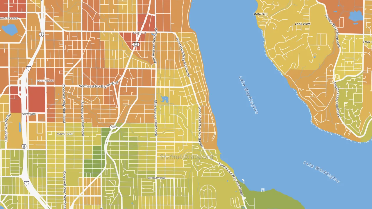 Matthews Beach, Seattle, WA Map of Vehicle Theft Rates