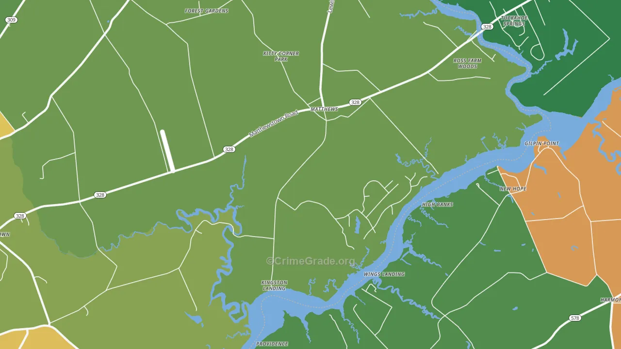 Matthews, MD Map of Vehicle Theft Rates