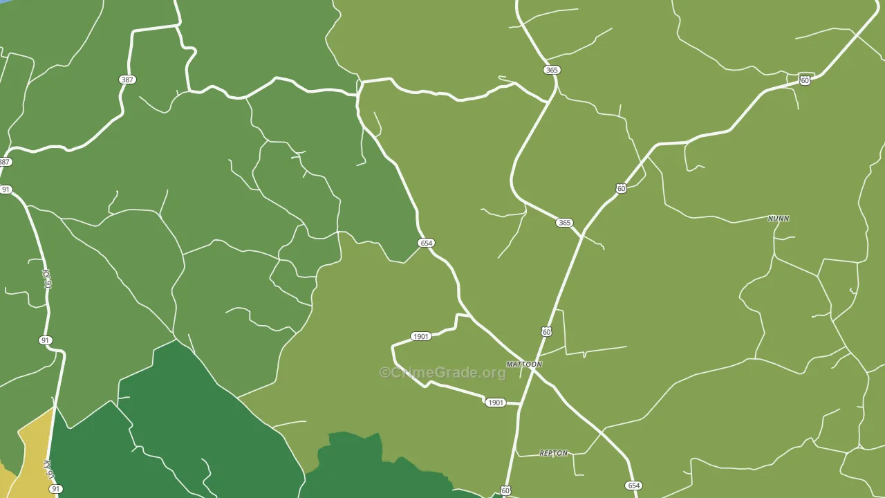 Mattoon, KY Map of Vehicle Theft Rates