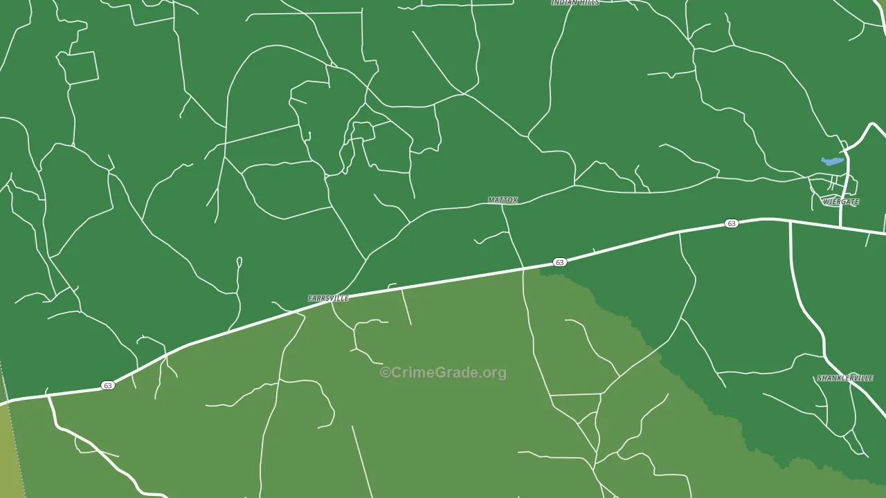 Mattox, TX Map of Vehicle Theft Rates