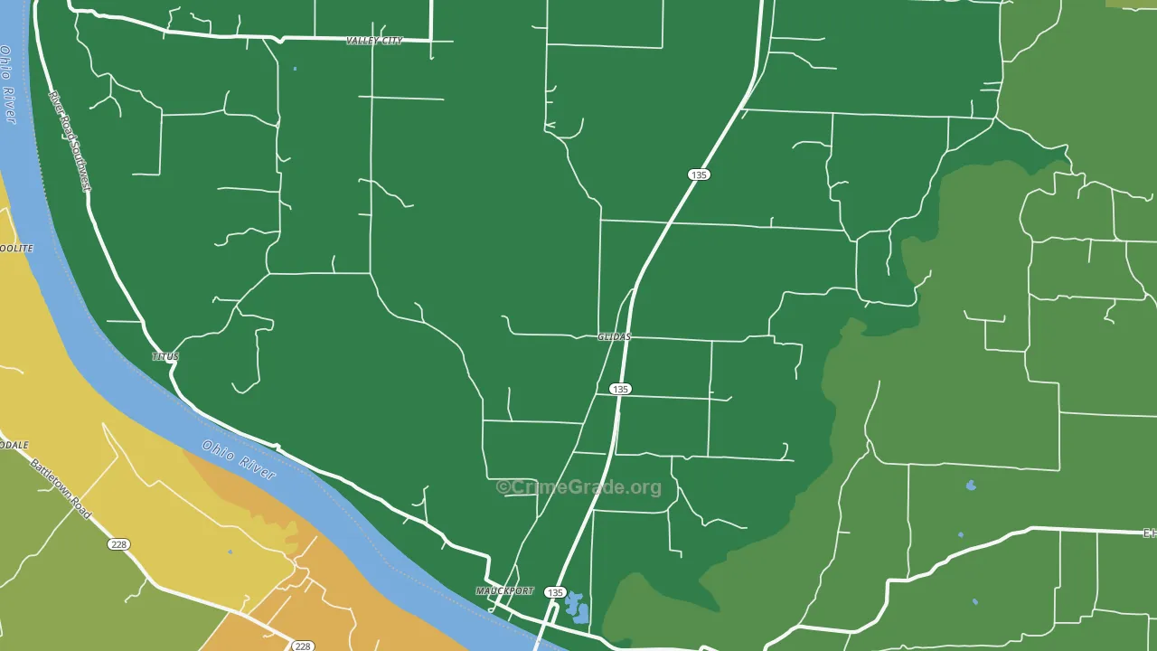 Mauckport, IN Map of Vehicle Theft Rates