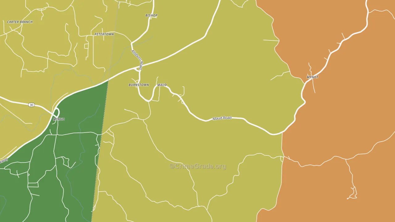 Maud, AL Map of Vehicle Theft Rates