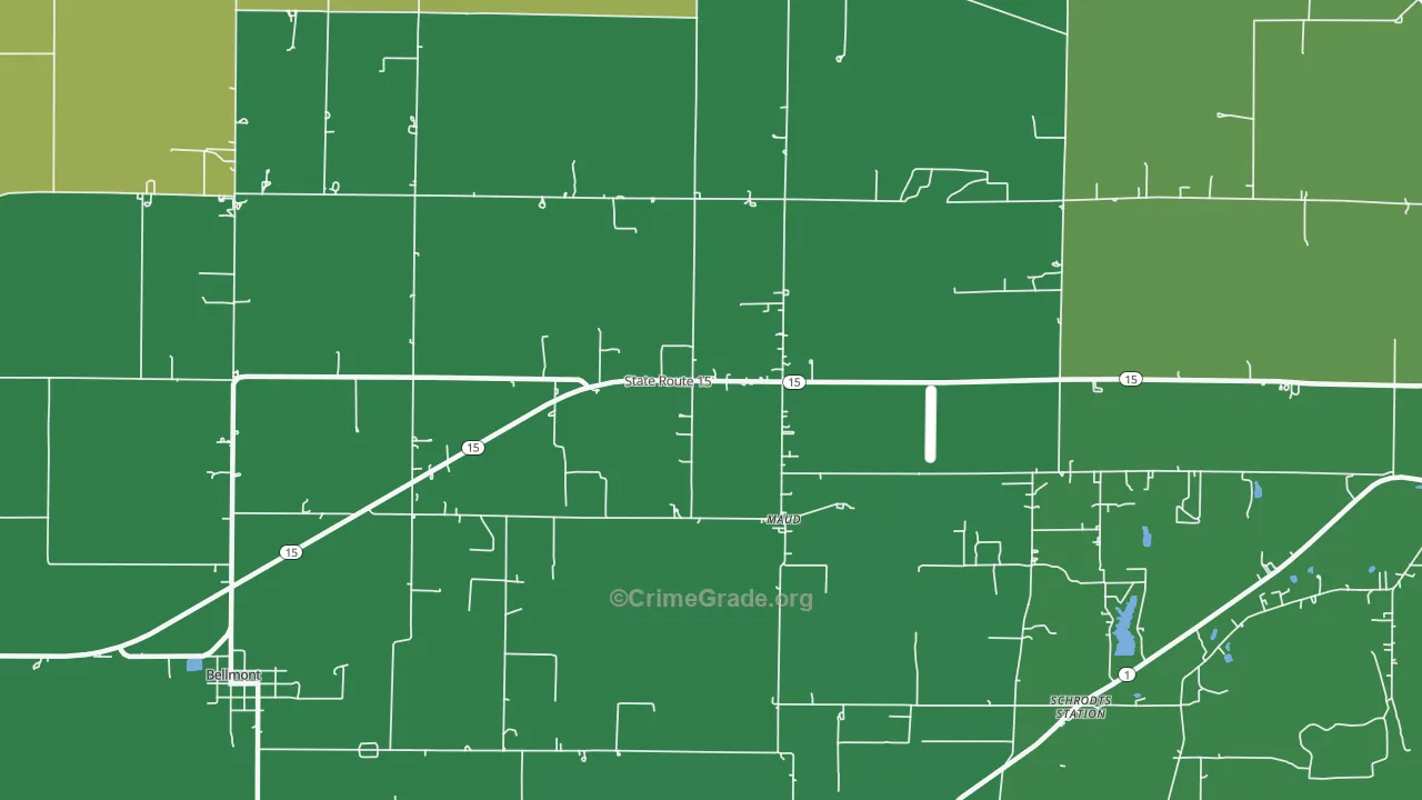 Maud, IL Map of Vehicle Theft Rates