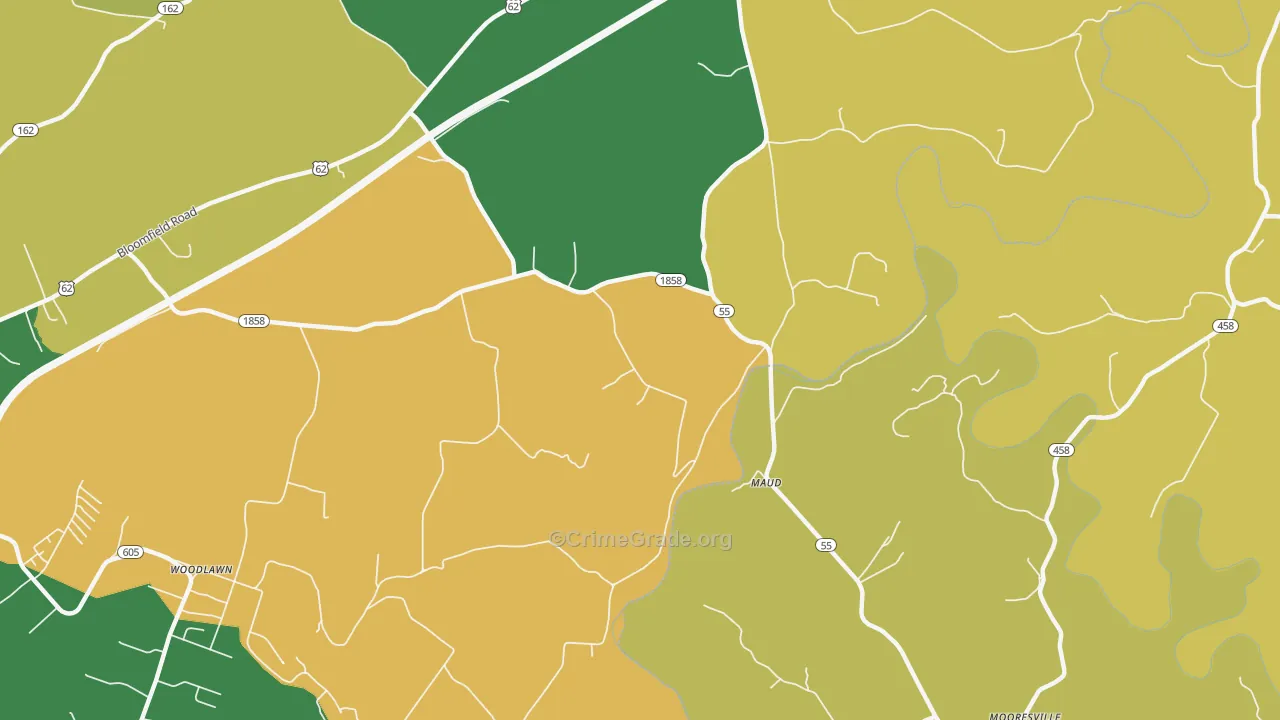 Maud, KY Map of Vehicle Theft Rates