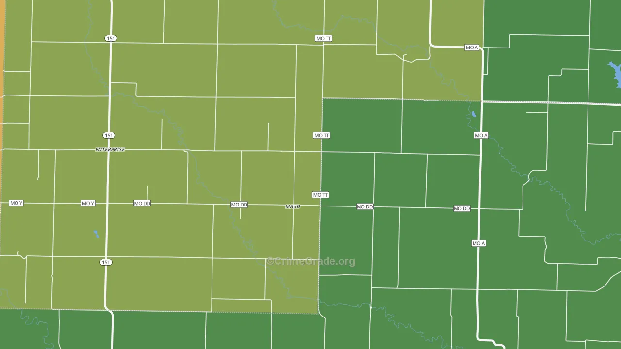 Maud, MO Map of Vehicle Theft Rates