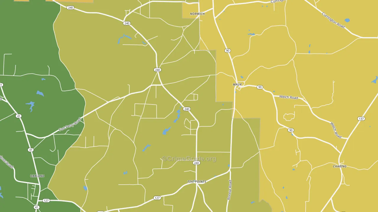 Mauk, GA Map of Vehicle Theft Rates