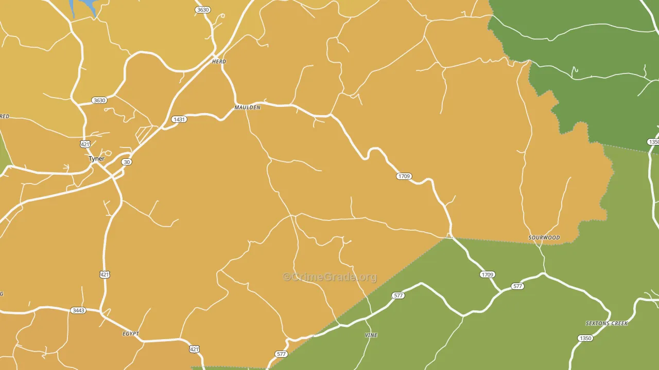 Maulden, KY Map of Vehicle Theft Rates