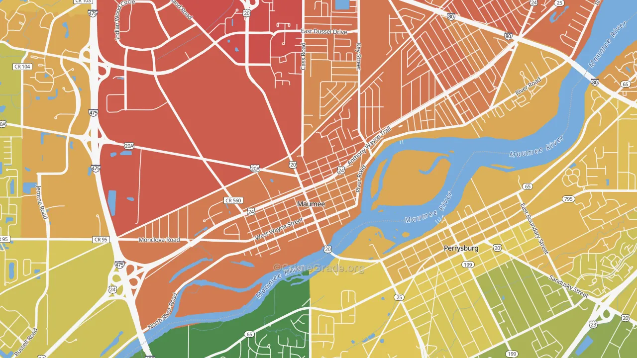 Maumee Uptown Historic District, Maumee, OH Map of Vehicle Theft Rates