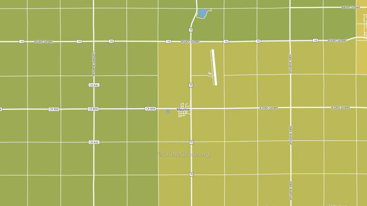 Maurice, IA Map of Vehicle Theft Rates