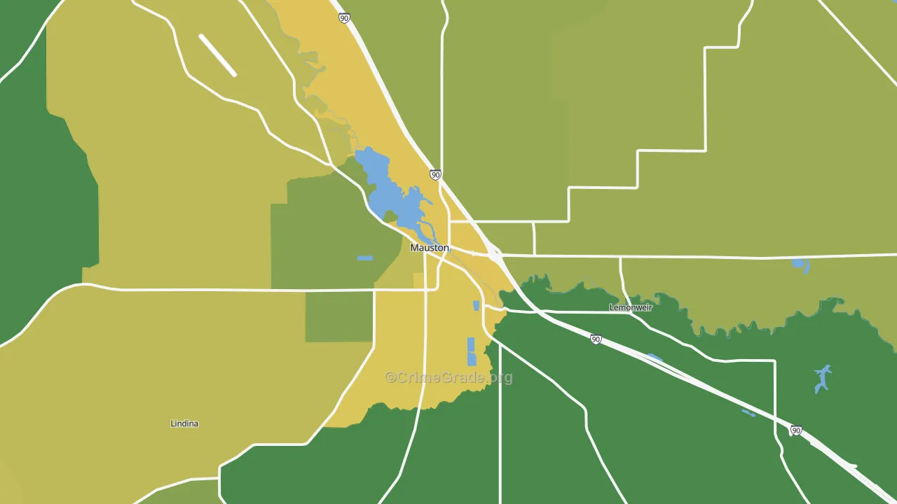 Mauston, WI Map of Vehicle Theft Rates