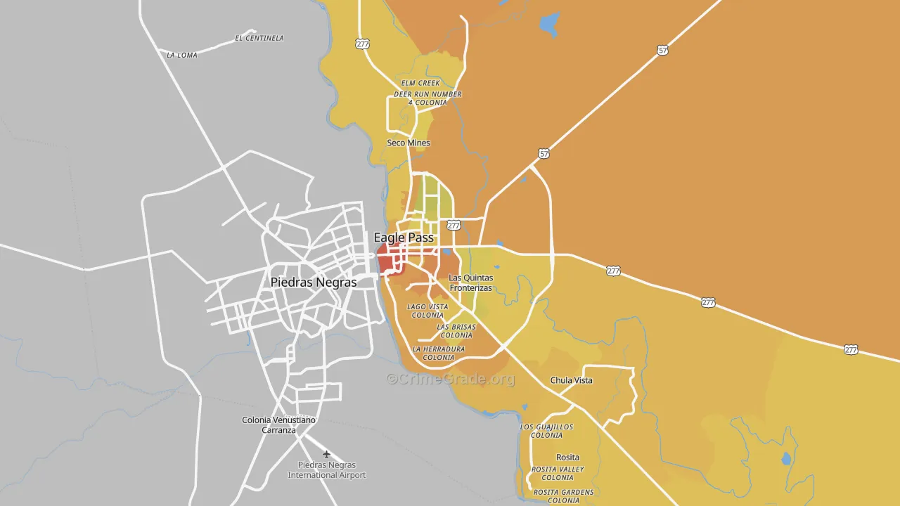 Maverick County, TX Map of Vehicle Theft Rates