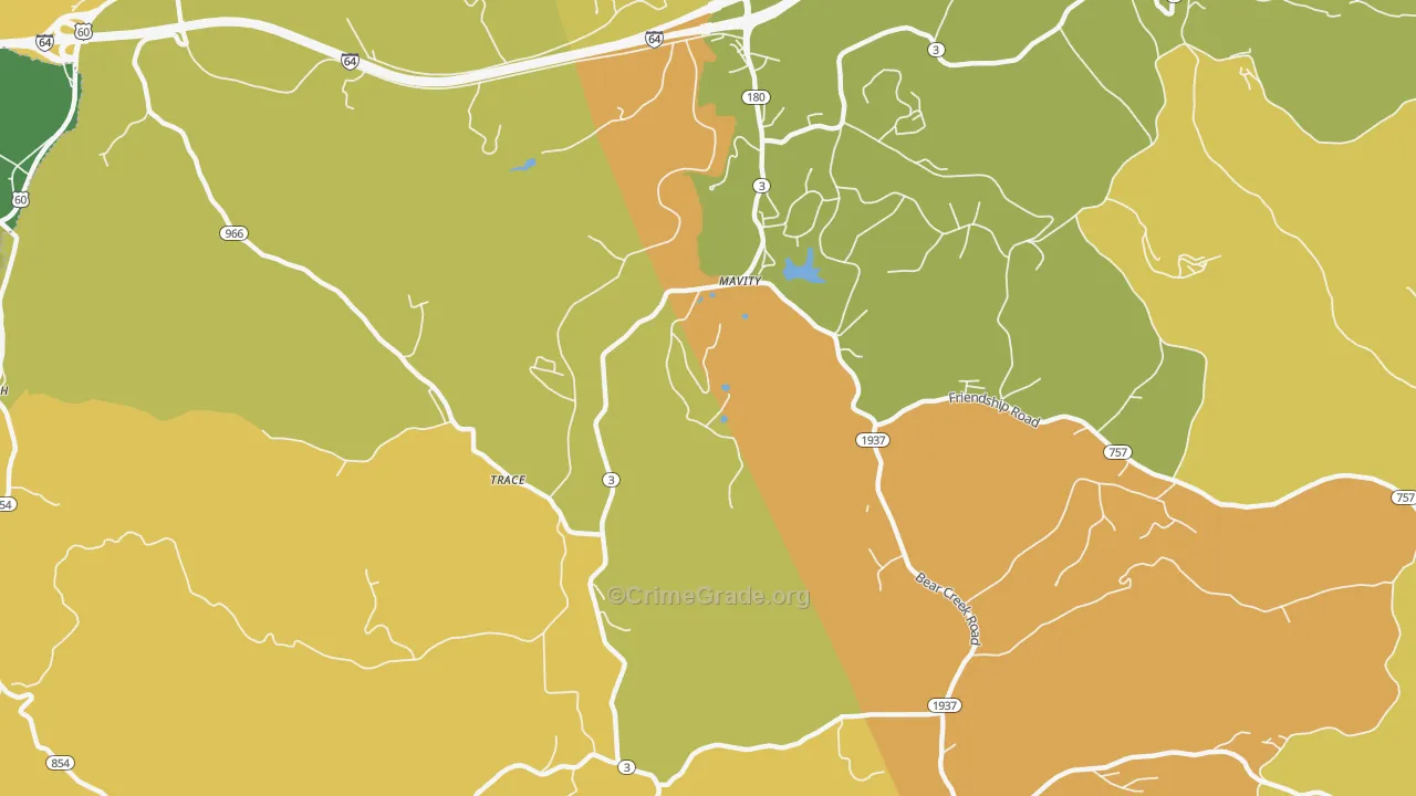 Mavity, KY Map of Vehicle Theft Rates