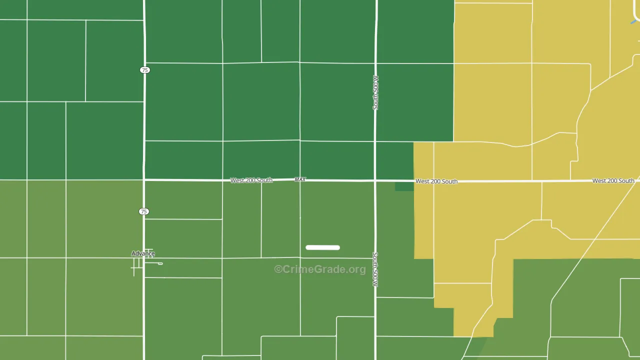 Max, IN Map of Vehicle Theft Rates