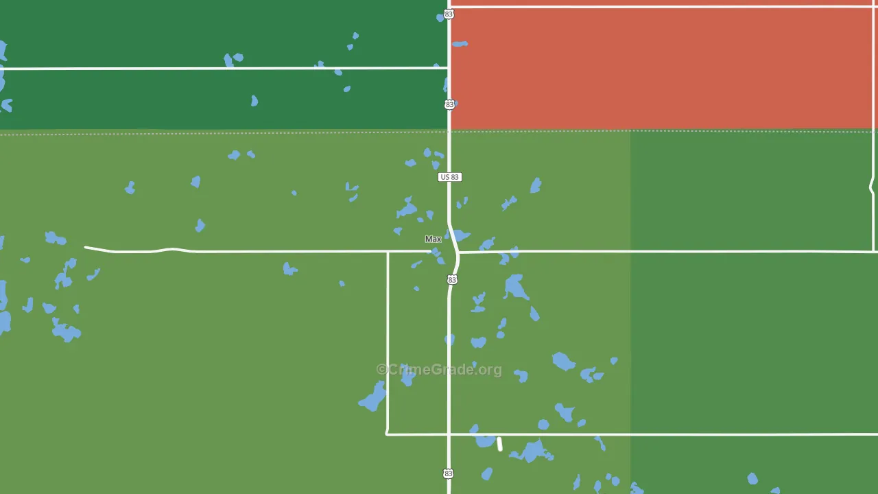 Max, ND Map of Vehicle Theft Rates