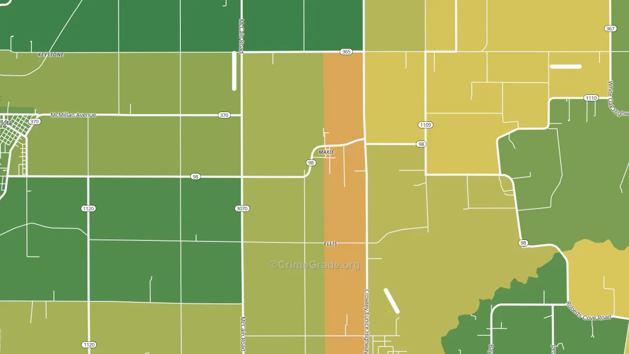 Maxie, LA Map of Vehicle Theft Rates