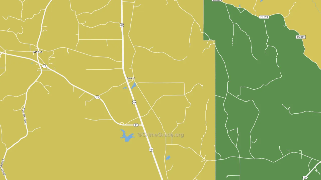 Maxie, MS Map of Vehicle Theft Rates