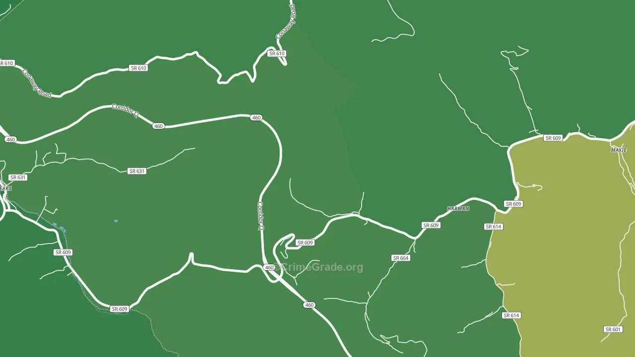 Maxie, VA Map of Vehicle Theft Rates