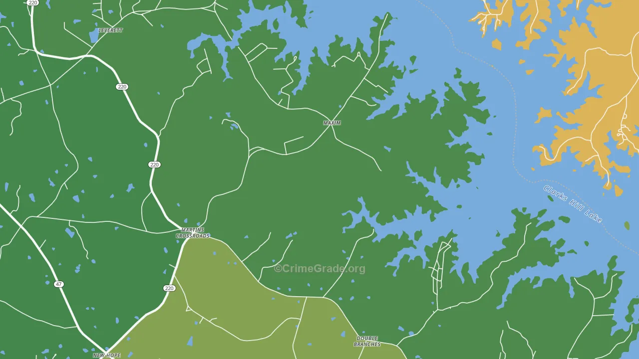 Maxim, GA Map of Vehicle Theft Rates