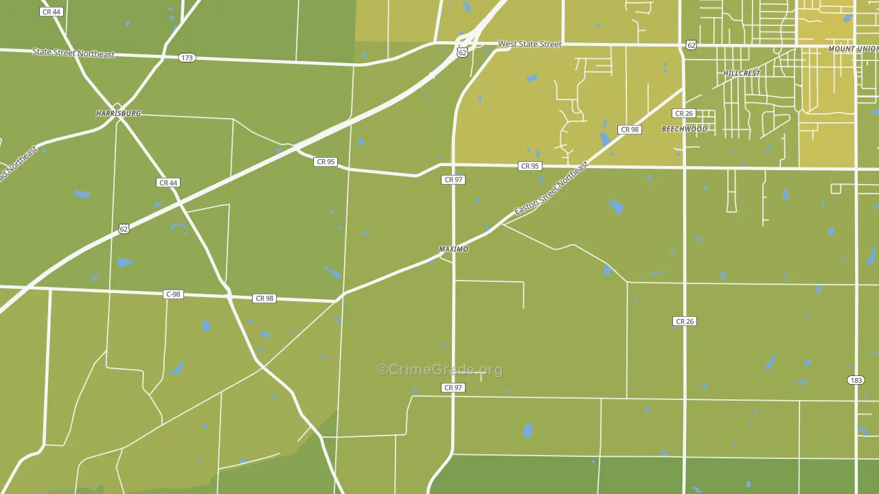 Maximo, OH Map of Vehicle Theft Rates
