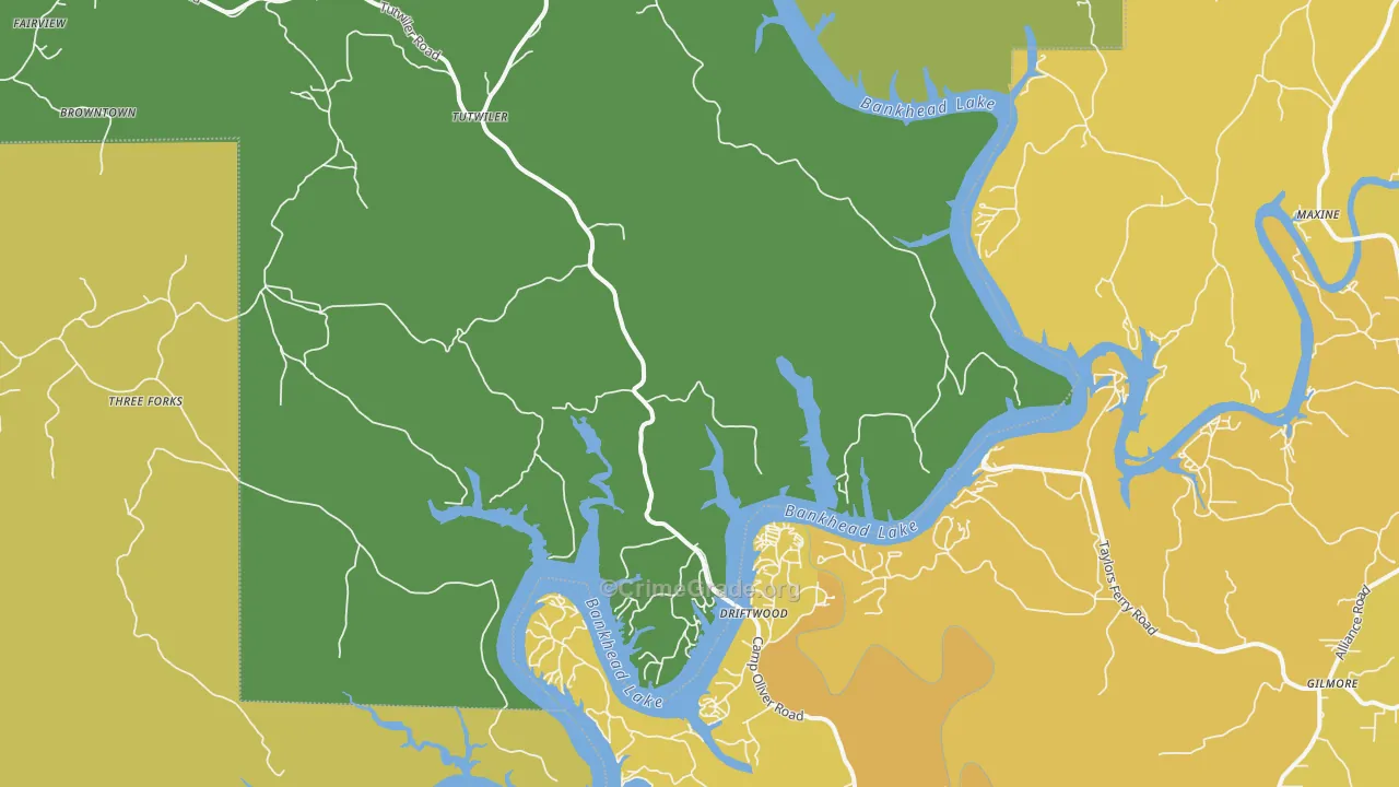 Maxine, AL Map of Vehicle Theft Rates