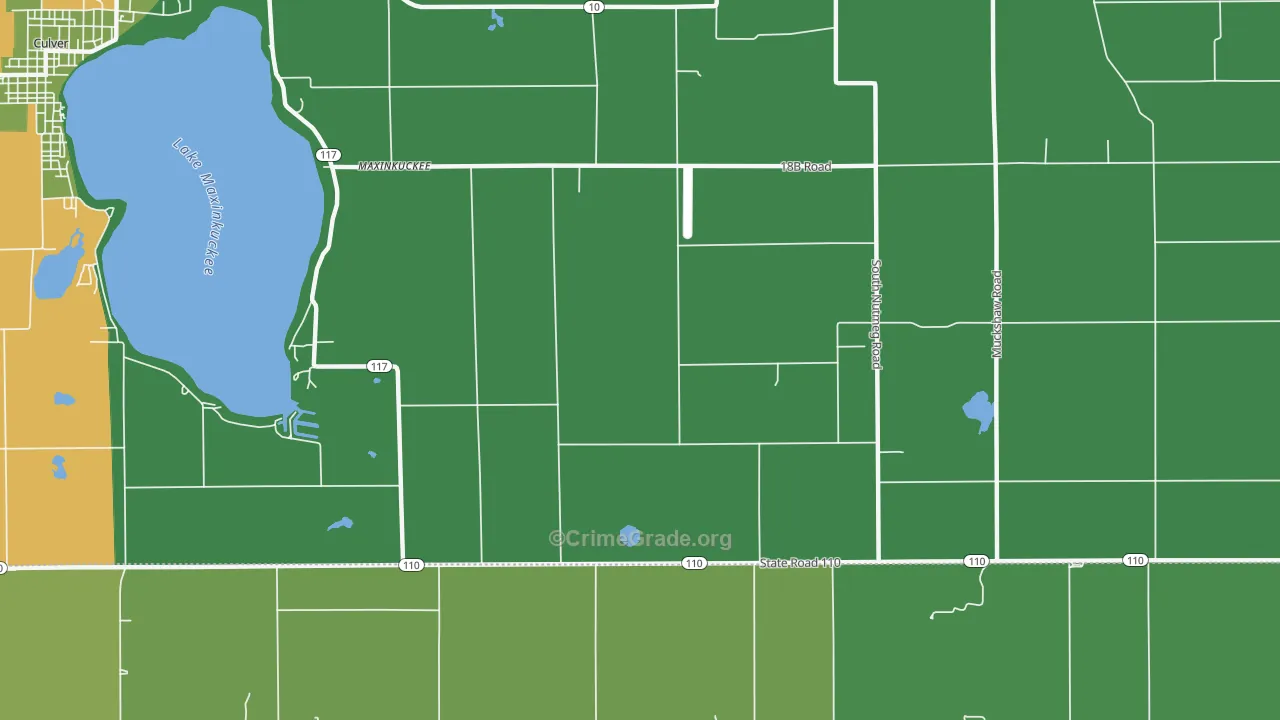 Maxinkuckee, IN Map of Vehicle Theft Rates