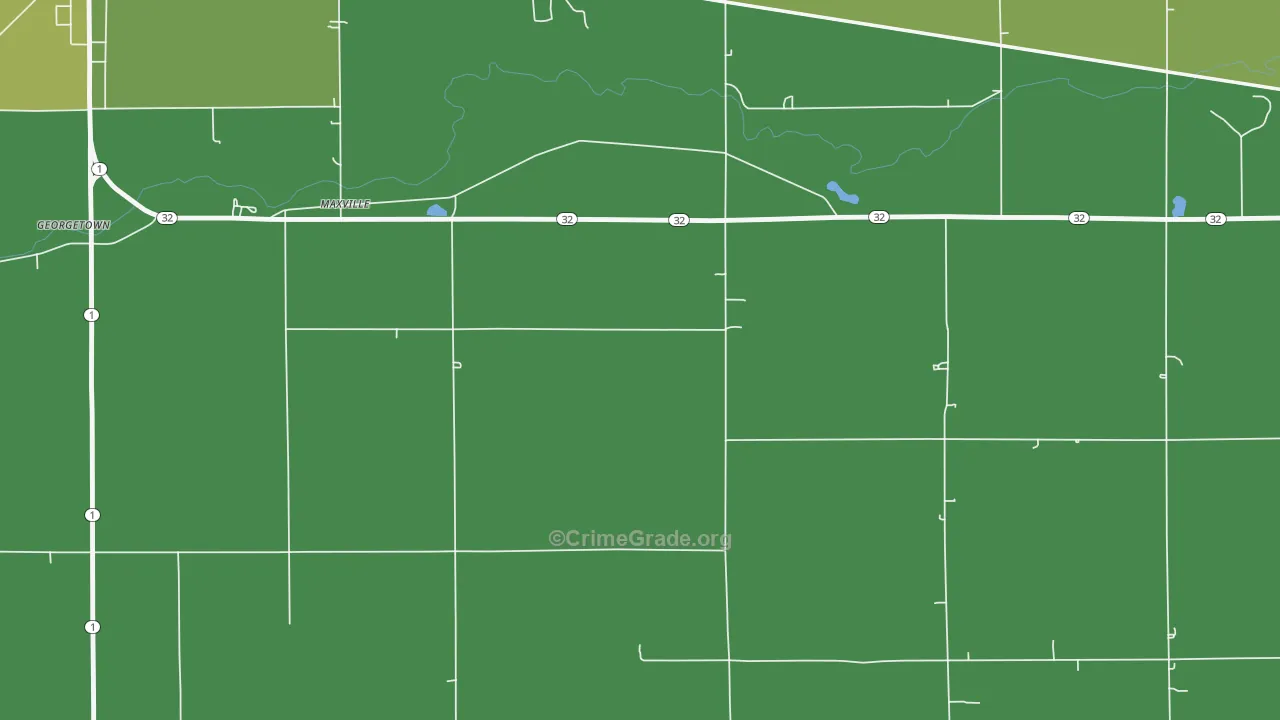 Maxville, IN Map of Vehicle Theft Rates