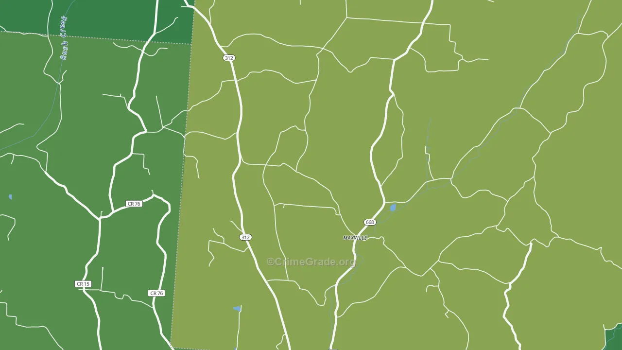 Maxville, OH Map of Vehicle Theft Rates