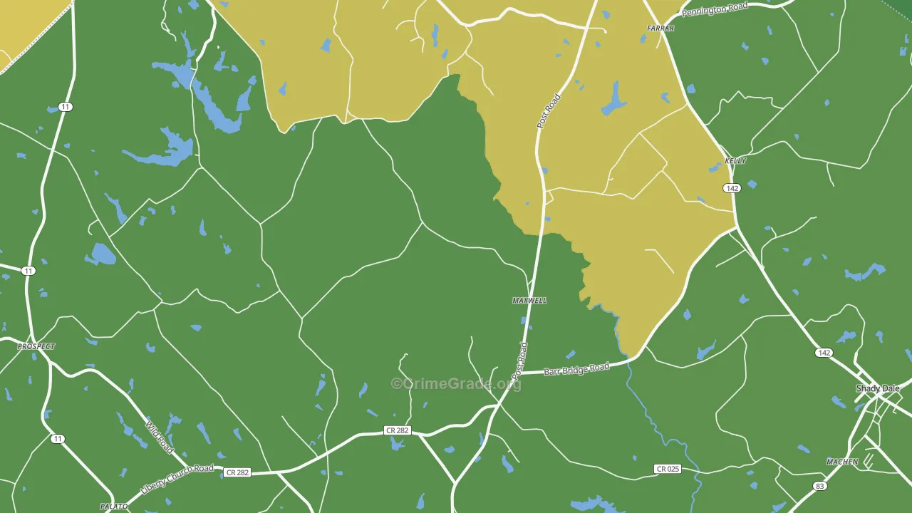 Maxwell, GA Map of Vehicle Theft Rates