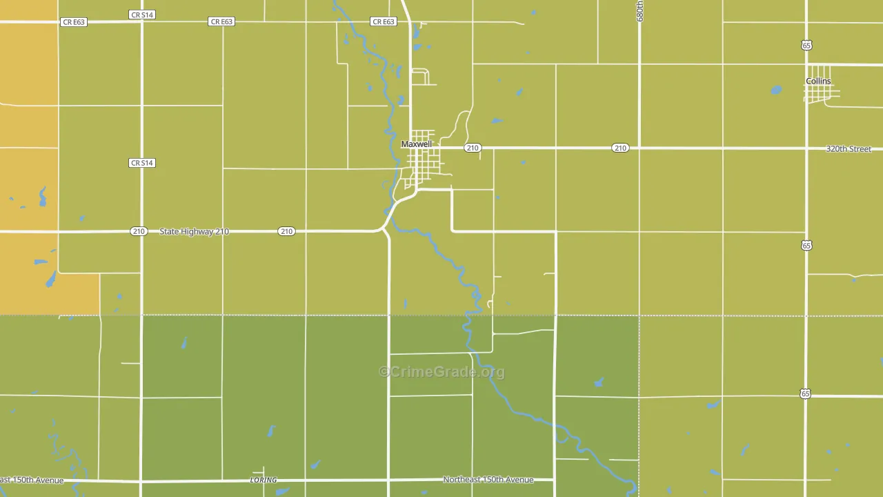 Maxwell, IA Map of Vehicle Theft Rates