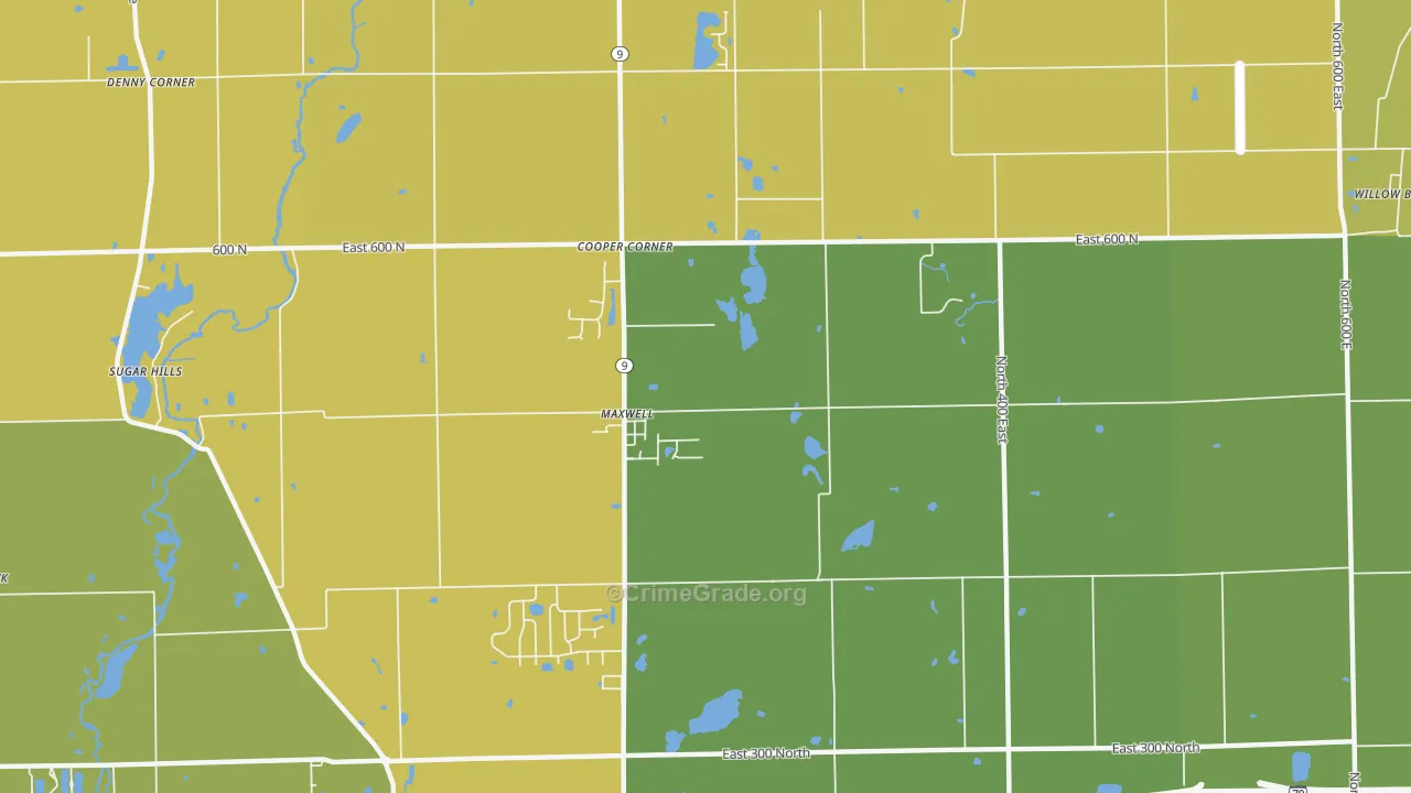 Maxwell, IN Map of Vehicle Theft Rates