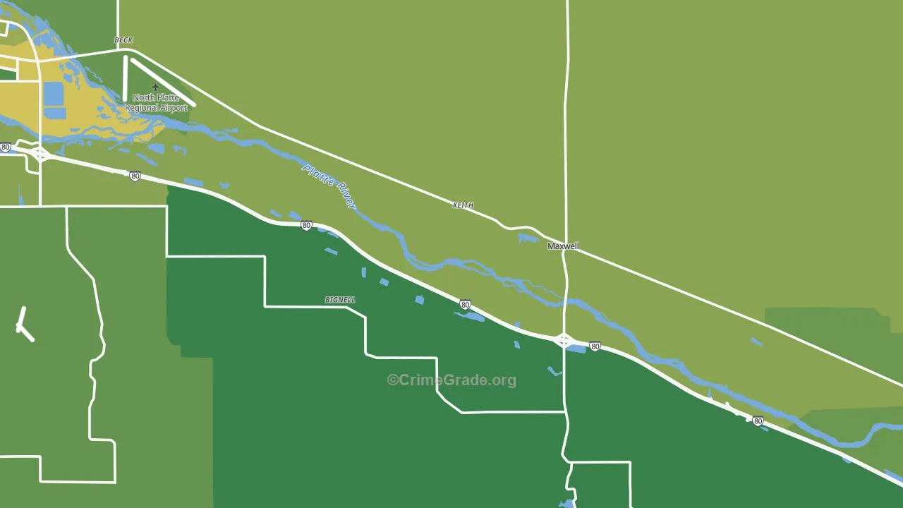 Maxwell, NE Map of Vehicle Theft Rates