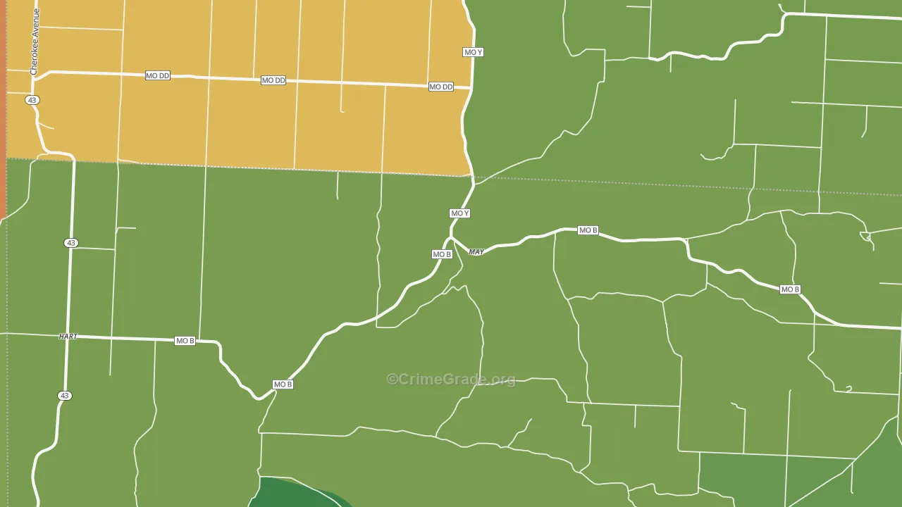 May, MO Map of Vehicle Theft Rates