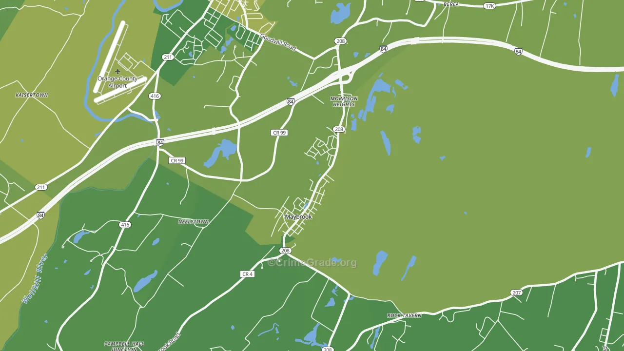 Maybrook, NY Map of Vehicle Theft Rates