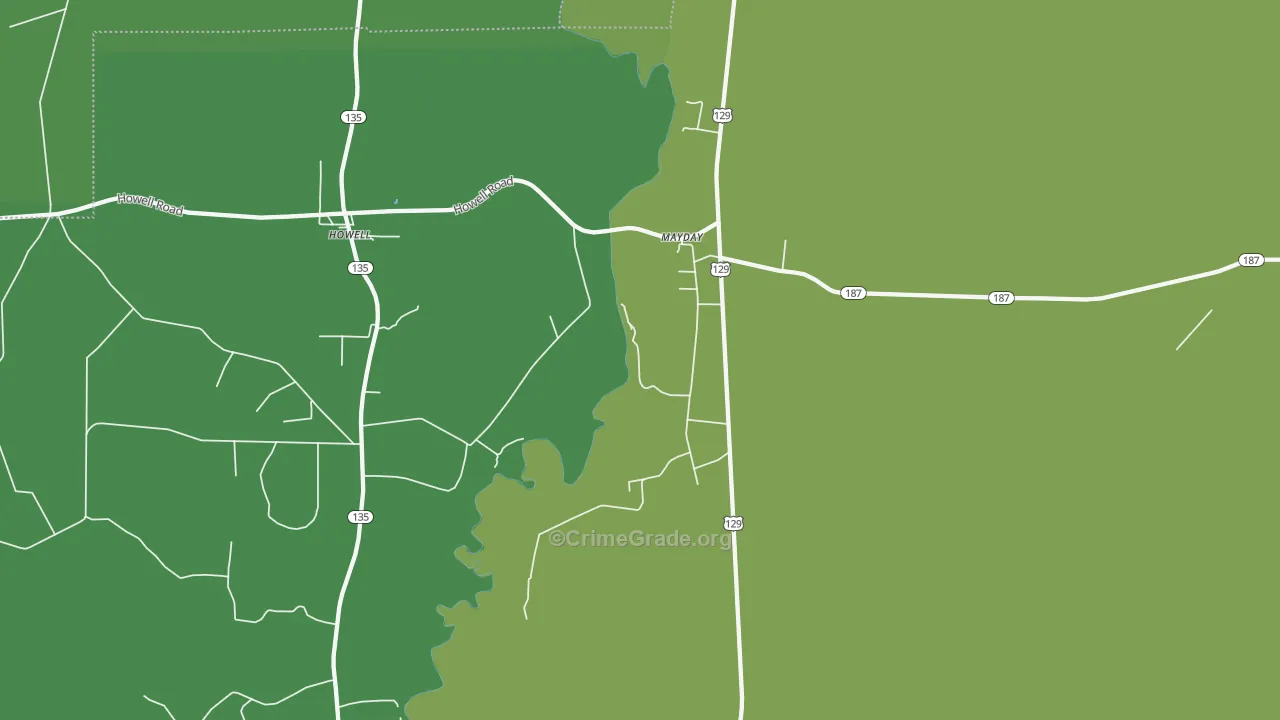 Mayday, GA Map of Vehicle Theft Rates
