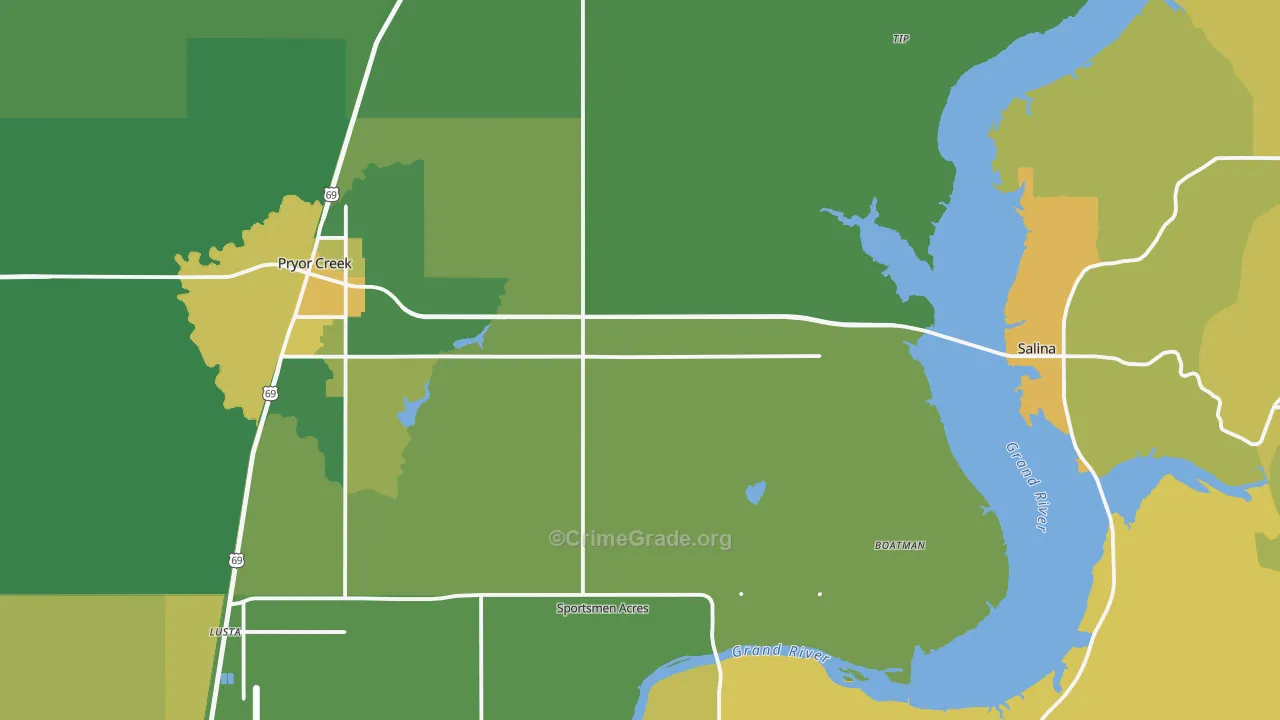 Mayes County, OK Map of Vehicle Theft Rates