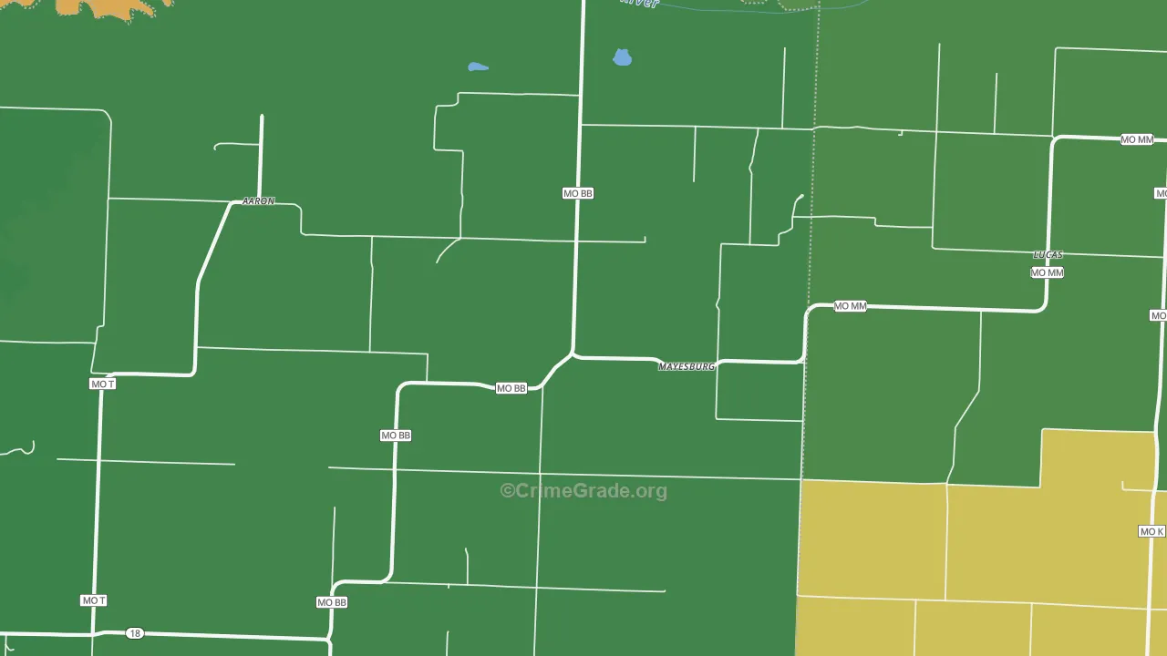 Mayesburg, MO Map of Vehicle Theft Rates