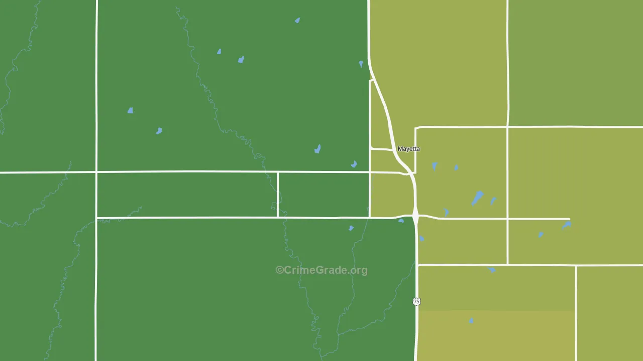 Mayetta, KS Map of Vehicle Theft Rates