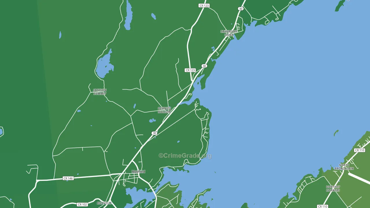 Mayfield, NY Map of Vehicle Theft Rates