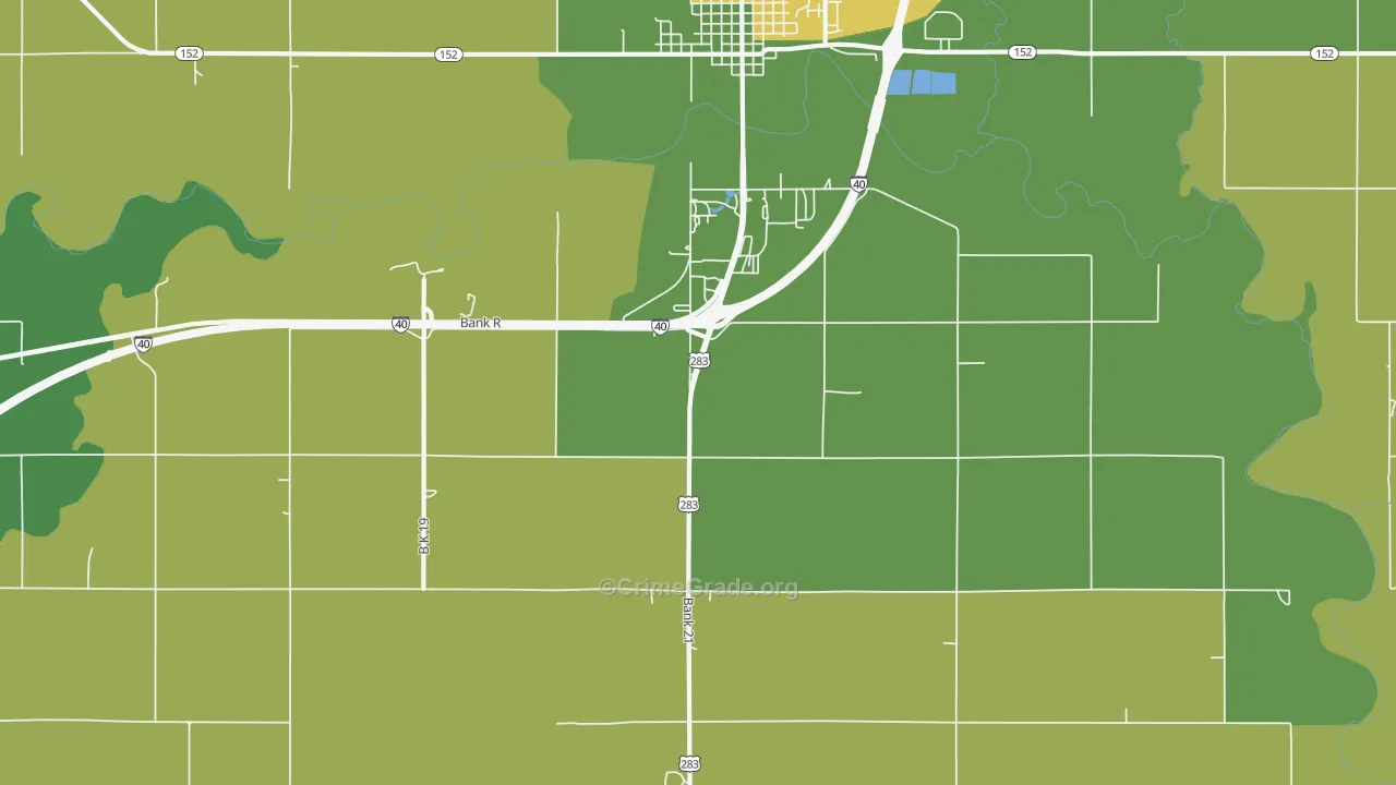 Mayfield, OK Map of Vehicle Theft Rates